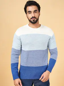 YU by Pantaloons Striped Round Neck Acrylic Pullover Sweater