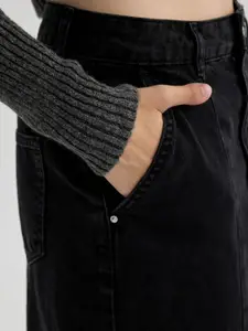 DeFacto Straight Pure Cotton Multiple Slits Midi Skirt