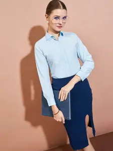 DressBerry Slim Fit Spread Collar Casual Shirt