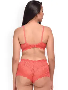 PIBU Self-Design Net Bra & Boy Shorts
