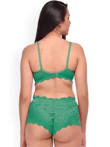 PIBU Pack of 3 Self-Design Net Bra & Boy Shorts