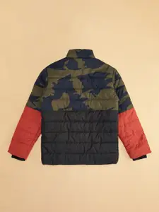 YU by Pantaloons Boys Colourblocked Mock Collar Padded Jacket