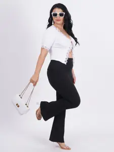 SIGHTBOMB Tie-Up Detailed Crop Front Open Cotton Top