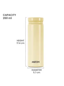 Milton Minimate 260 Cream-Coloured Leak Proof Thermosteel Insulated Water Bottle 260 ML