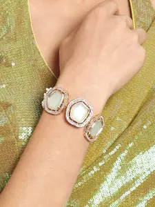 Zaveri Pearls Set Of 2 Gold-Plated Kundan Studded & Beaded Wraparound Bracelet