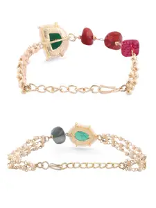 Zaveri Pearls Set Of 2 Gold-Plated Wraparound Bracelet