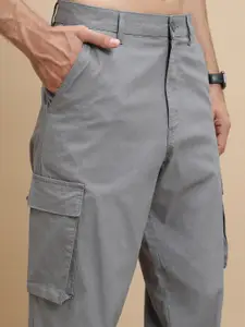 HIGHLANDER Men Cotton Plain Flat-Front Cargos