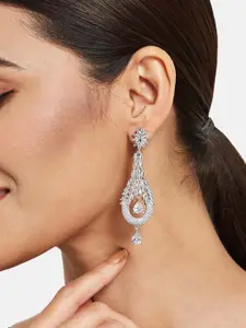 ATIBELLE Silver-Plated Cubic Zirconia Studded Earrings & Finger Ring