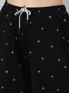 Kryptic Printed Mid-Rise Pure Cotton Straight Leg Lounge Pant