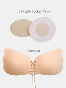 FashionRack Set Of 5 Stick-On Pasties With Adhesive Bra