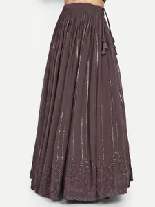 TIKODI Embroidered Sequinned Semi-Stitched Lehenga & Unstitched Blouse With Dupatta