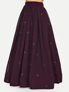 TIKODI Embroidered Mirror Work Semi-Stitched Lehenga & Unstitched Blouse With Dupatta