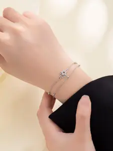 MYKI Women Silver-Plated Cubic Zirconia Link Bracelet