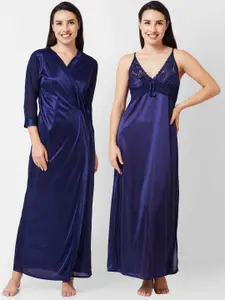 FashionRack Satin Maxi Wrap Nightdress With Robe