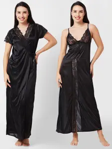 FashionRack Lace Inserted Maxi Nightdress With Robe