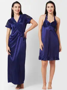 FashionRack Lace Inserted Regular Nightdress With Robe