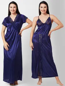 FashionRack Lace Inserted Maxi Nightdress With Robe