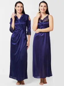 FashionRack Shoulder Straps Satin Maxi Nightdress With Robe