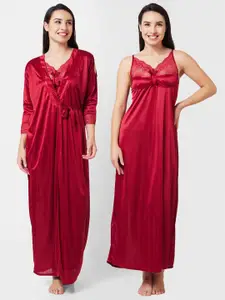 FashionRack Shoulder Straps Satin Maxi Nightdress With Robe