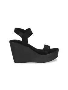 Catwalk Textured Open Toe Wedge Heels