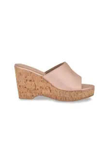 Catwalk Textured Open Toe Wedge Heel Mules