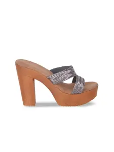 Catwalk Textured Open Toe Platform Heels