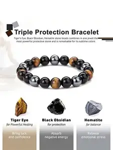 MEENAZ Men Stainless Steel Beaded Bracelet