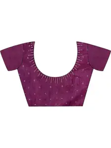 Mitera Lavender & Silver-Toned Embellished Beads and Stones Pure Chiffon Saree