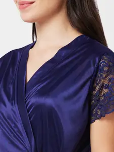 NOIRA Shoulder Strap Satin Nightdress With Robe