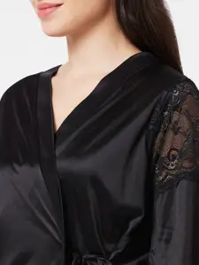 NOIRA Self Design Nightdress With Robe