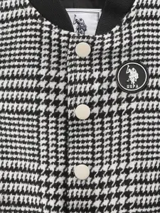 U.S. Polo Assn. Kids Boys Geometric Printed Mock Collar Bomber Jacket