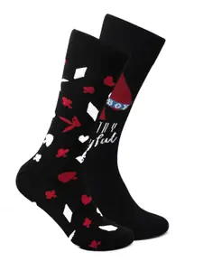 Socksxpress Men Set of 2 Poker Patterned Calf Length Socks