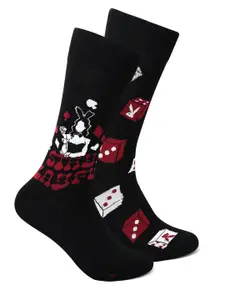 Socksxpress Men Set Of 2 Poker Patterned Calf Length Socks