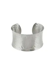TEEJH Women Silver-Toned Oxidised Silver-Plated Cuff Bracelet