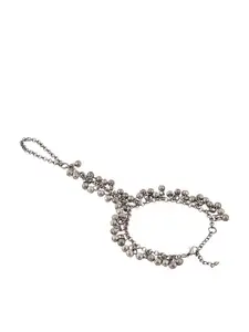 TEEJH Oxidised Silver-Plated Ring Bracelet