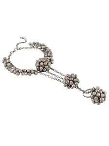 TEEJH Women Silver-Plated Oxidised Armlet Bracelet