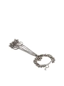 TEEJH Women Silver-Toned & Black Oxidised Silver-Plated Armlet Bracelet