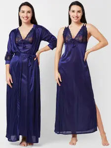 NOIRA Lace Satin Maxi Nightdress With Robe