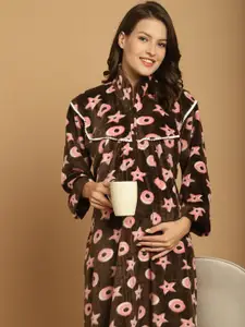 Secret Wish Geometric Printed Maternity Maxi Nightdress