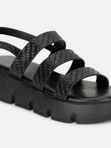 Marc Loire Textured Flatform Gladiators With Buckles