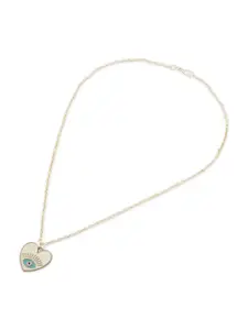 Zaveri Pearls Women Gold-Plated Enamelled Heart-Shaped Pendant with Chain