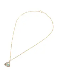 Zaveri Pearls Women Gold-Plated Enamelled Triangular Artificial Stone Pendant with Chain