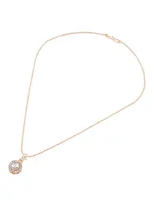 Zaveri Pearls Women Gold-Plated Circular Artificial Stone Studded Pendant with Chain