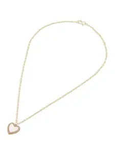 Zaveri Pearls Gold-Plated AD Studded Heart-Shaped Pendant With Chain