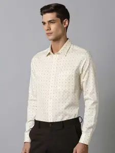 Louis Philippe Slim Fit Micro Ditsy Printed Pure Cotton Formal Shirt