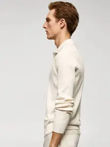 MANGO MAN Polo Collar Ribbed Pullover