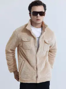 Snitch Beige Spread Collar Long Sleeves Fur Teddy Tailored Jacket