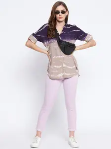 BAESD Classic Abstract Printed Mandarin Collar Casual Shirt