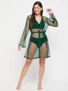 Clovia Self Design Sheer Net Robe