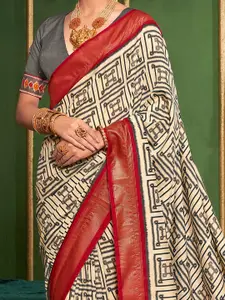 Saree mall  Geometeric Printed Zari Sungudi Sarees